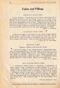 Daughters of the Allies War Cake Recipes