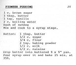 Pioneer pudding recipe
