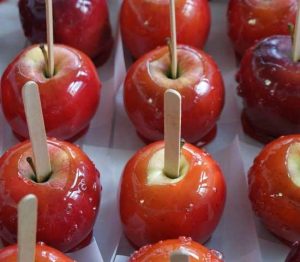 Candied applies on a tray