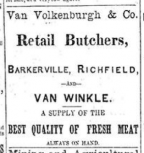 Van Volkenburgh ad - Retail Butchers - 15-10-1870