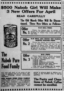 April 1916 Nabob offers 