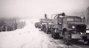 Alaska highway truck convoy